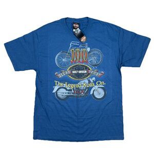 NOS Harley Davidson 100 Years T-Shirt Big Graphic Double Sided 2003 Men's Medium